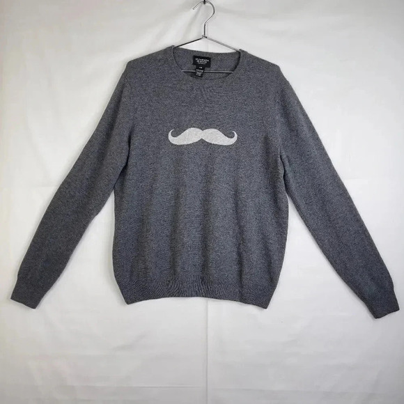 McCarren & Sons NYC 100% Cashmere Moustache Sweater L - Picture 1 of 8